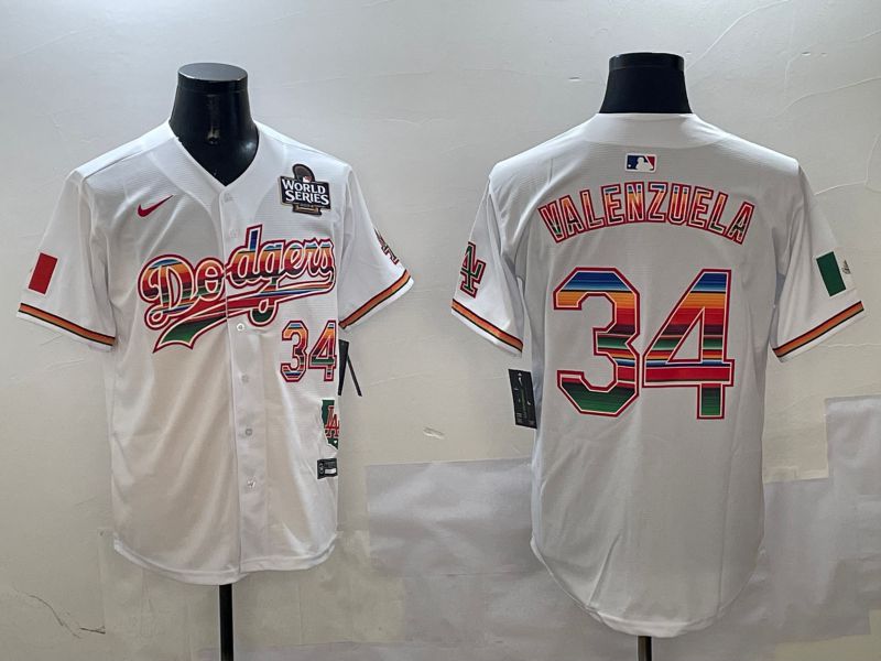 Men Los Angeles Dodgers #34 Valenzuela White Fashion Game 2025 Nike MLB Jersey style 3123